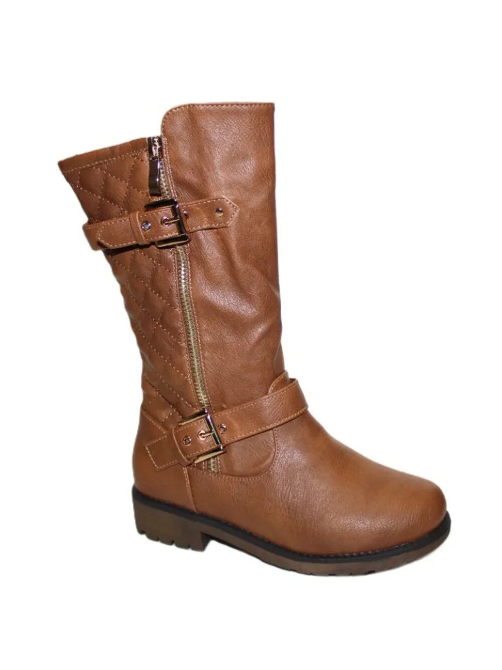 DREAM PAIRS Little Girls Knee High Winter Motorcycle Riding Boots Tan Size 1